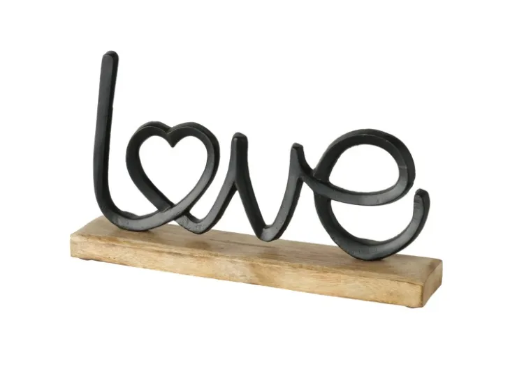 Boltze Home Schriftzug Love Home 2-fach Sortiert 17,7 cm x 30,6 cm Natur-Schwarz* Dekorative Figuren