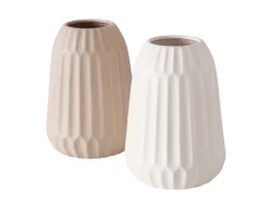 Boltze Home Vase Cucita 2-fach Sortiert Ø 15 cm x 21 cm Beige-Weiß* Vasen