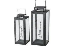 Boltze Laternen-Set Berlin 2 -teilig 50 cm x 20 cm x 20 cm Schwarz