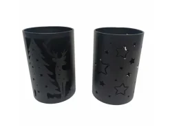 Boltze Windlicht Gail Klein 12 cm x 12 cm x 18 cm Schwarz* Windlichter