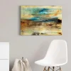 Bricoflor Abstrakte Malerei Auf Leinwand Kunst Wandbild In Ölgemälde Optik In Türkis Und Braun Moderne Kunst Leinwandbild Für Schlafzimmer Und Büro