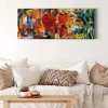 Bricoflor Abstraktes Bild Auf Leinwand Buntes Kunst Bild Im Ölgemälde Stil Ideal Für Wohnzimmer Und Büro Kubistisches Leinwandbild Im Querformat* Wanddekoration