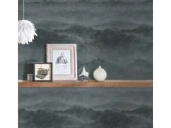 Bricoflor anthrazit Tapete in Wasserfarben Optik Wolken Tapete Im Wasserfarben Stil auf Leinen für Schlafzimmer Schwarze Vliestapete mit Vinyl