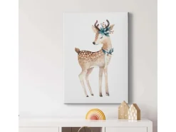 Bricoflor Aquarell Bild Mit Reh Und Blumen Niedliches Bild Auf Leinwand Für Kinderzimmer Wandbild Mit Rehkitz Motiv Für Babyzimmer* Wanddekoration