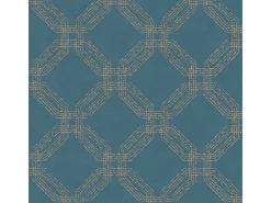 Bricoflor Art Deco Tapete in Blau Gold Retro Vliestapete Geometrisch für Wohnzimmer und Esszimmer Vlies Mustertapete mit Geometrie Design* Tapetenmuster