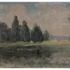 Bricoflor Ausgefallene Tapete mit Landschaft Gemalt Vlies Fototapete Als Gemälde für Wohnzimmer und Esszimmer Bildtapete in Dunkelgrün Blau