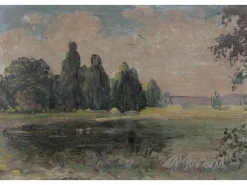 Bricoflor Ausgefallene Tapete mit Landschaft Gemalt Vlies Fototapete Als Gemälde für Wohnzimmer und Esszimmer Bildtapete in Dunkelgrün Blau