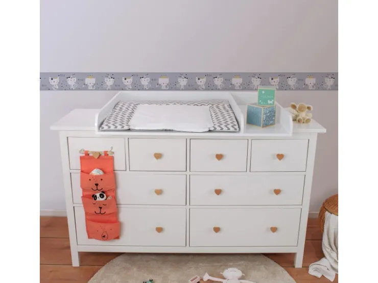 Bricoflor Baby Tapete mit Katzen für Mädchen Graue Kinderzimmer Bordüre Selbstklebend mit Tieren Katzentapete Ideal für Babyzimmer Von Mädchen