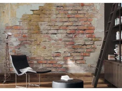 Bricoflor Backstein Tapete mit Alte Mauer Fototapete mit Steinmauer Ideal für Wohnzimmer und Flur Vlies Steintapete in 3D Optik in Rot Braun* Fototapeten