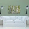 Bricoflor Bild Auf Leinwand Birkenwald Grün Weiß In 120 X 80 Cm Wald Wandbild Für Schlafzimmer Und Wohnzimmer Birken Leinwandbild