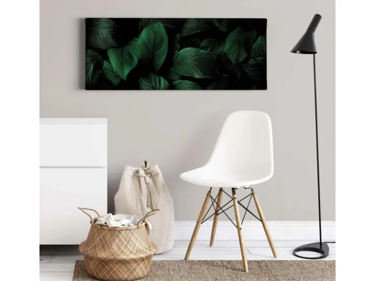 Bricoflor Bild Mit Grünen Blättern Auf Leinwand Dschungel Wandbild Mit Palmenblättern In Dunkelgrün Exostisches Leinwandbild Für Schlaf Und Wohnzimmer* Wanddekoration
