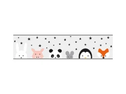 Bricoflor Bordüre mit Sternen Tieren für Kinderzimmer Vlies Tapete mit Hase und Panda für Babyzimmer Selbstklebende Tapetenbordüre Ideal für Kinder