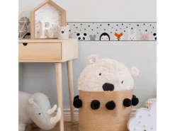 Bricoflor Bordüre mit Sternen Tieren für Kinderzimmer Vlies Tapete mit Hase und Panda für Babyzimmer Selbstklebende Tapetenbordüre Ideal für Kinder