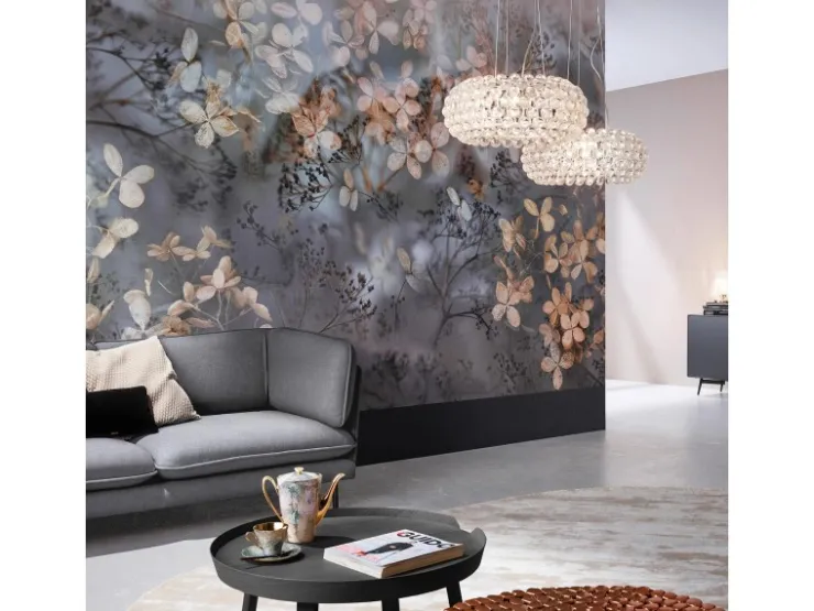 Bricoflor 3D Tapete mit Blumen Vlies Fototapete Floral Ideal für Wohnzimmer und Esszimmer Herbst Blumentapete Modern in Grau Beige* Fototapeten