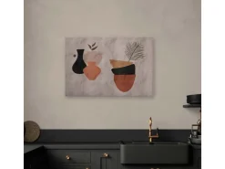 Bricoflor Ethno Bilder In Beige Terracotta Leinwandbild Mit Kunst Motiv 90 X 60 Cm Wandbild Mit Vasen Für Küche Und Wohnzimmer* Wanddekoration