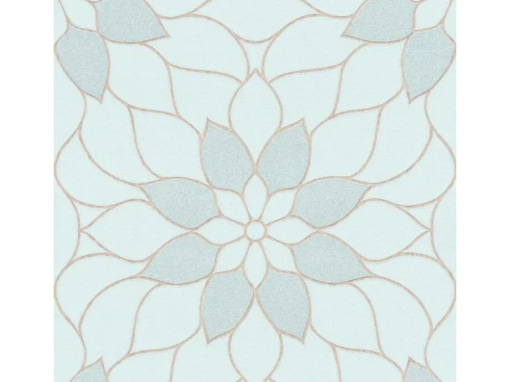 Bricoflor Florale Tapete in Pastellfarben Mosaik Vliestapete Floral mit Glitzer Effekt Vlies Mustertapete mit Blumen in Hellblau Mint