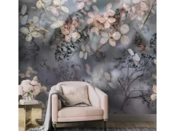Bricoflor Florale Tapete Violett Vlies Fototapete mit Blumen im Herbst Stil Florale Vliestapete Ausgefallen für Schlafzimmer und Esszimmer* Fototapeten