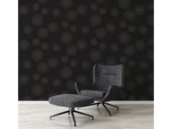 Bricoflor Glitzer Tapete in Schwarz Gold Kreis Vliestapete Floral Ideal für Wohn und Schlafzimmer Schwarze Vlies Mustertapete mit Blumen Abstrakt