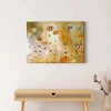 Bricoflor Goldenes Bild Mit Blumen Abstrakt Kunst Leinwand Bild In Gemälde Optik Mit Abstrakter Malerei Kunstdruck Wandbild Ideal Für Wohnzimmer* Wanddekoration