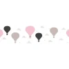 Bricoflor Heißluftballon Tapete Bordüre für Kinderzimmer Ballon Bordüre Selbstklebend in Rosa und Grau Babyzimmer Tapete Ideal für Mädchenzimmer