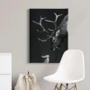 Bricoflor Hirsch Bild Mit Hase Schwarz Weiß Bild Auf Leinwand Mit Tier Motiv Im Winter Look Besonderes Wandbild Ideal Für Wohnzimmer Und Schlafzimmer* Wanddekoration