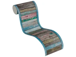 Bricoflor Holz Bordüre im Vintage Stil Tapeten Bordüre in Holzoptik für Küche und Wohnzimmer Shabby Chic Papierbordüre in Braun und Blau