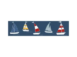 Bricoflor Kinder Tapete mit Segelboot als Bordüre Selbstklebend Tapetenbordüre für Kinderzimmer in Blau Vlies Kindertapete Maritim für Jungen