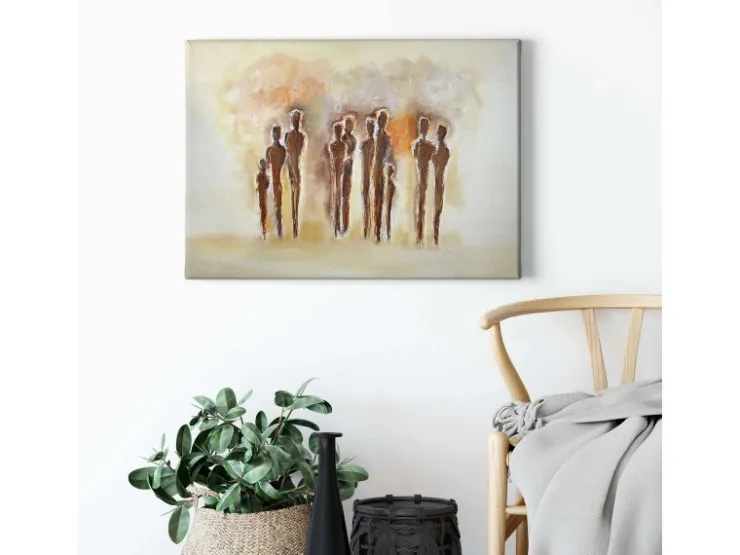 Bricoflor Kunst Wandbild Im Stil Gemälde Mit Personen Leinwand Bild Mit Abstrakter Malerei In Beige Und Braun Moderne Kunst Wandbild Für Büro Und Flur* Wanddekoration