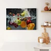 Bricoflor Leinwand Bild Mit Obst Küchenbild Mit Früchten Auf Leinwand Und Keilrahmen Leinwandbild In Schwarz Und Bunt Mit Wasser Design* Wanddekoration