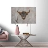 Bricoflor Leinwand Bild Mit Ochse In Betonoptik Graues Wandbild Im Industrial Style Mit Tier Motiv Im Grafik Stil Leinwandbild Für Büro Und Wohnzimmer* Wanddekoration
