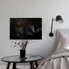 Bricoflor Leinwand Bild Mit Gorilla Und Blumen Stillleben Wandbild In Schwarz Ideal Für Wohn Und Schlafzimmer Tier Bild Auf Leinwand Im Querformat