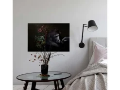 Bricoflor Leinwand Bild Mit Gorilla Und Blumen Stillleben Wandbild In Schwarz Ideal Für Wohn Und Schlafzimmer Tier Bild Auf Leinwand Im Querformat