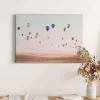 Bricoflor Leinwandbild Mit Heißluftballon Pastell Wandbild Mit Ballons Ideal Für Schlafzimmer Und Wohnzimmer Rosa Leinwand Bild Mit Himmel Motiv* Wanddekoration
