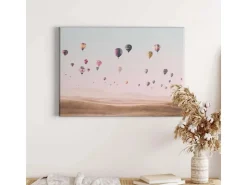 Bricoflor Leinwandbild Mit Heißluftballon Pastell Wandbild Mit Ballons Ideal Für Schlafzimmer Und Wohnzimmer Rosa Leinwand Bild Mit Himmel Motiv* Wanddekoration