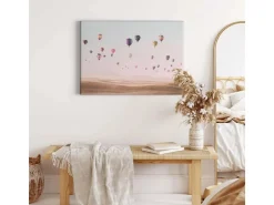 Bricoflor Leinwandbild Mit Heißluftballon Pastell Wandbild Mit Ballons Ideal Für Schlafzimmer Und Wohnzimmer Rosa Leinwand Bild Mit Himmel Motiv* Wanddekoration