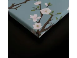 Bricoflor Leinwandbild Mit Kranich Wandbild Mit Vogel Und Kirschblüten In Blau Und Weiß Schlafzimmer Canvas Keilrahmen Bild Im Asiatischen Stil* Wanddekoration