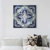 Bricoflor Marokkanisches Leinwand Bild Im Vintage Stil Orientalisches Wandbild In Dunkelblau Und Grau Fliesen Leinwandbild Für Küche Und Schlafzimmer* Wanddekoration