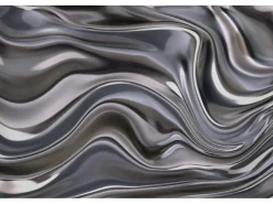 Bricoflor Metallic Tapete in 3D Optik Silber Fototapete Ausgefallen Ideal für Schlafzimmer und Küche Vlies Bildtapete Modern im Grafik Stil