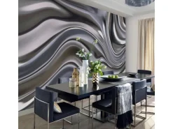 Bricoflor Metallic Tapete in 3D Optik Silber Fototapete Ausgefallen Ideal für Schlafzimmer und Küche Vlies Bildtapete Modern im Grafik Stil