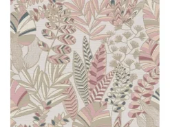 Bricoflor Moderne Tapete mit Blätter Muster Romantische Vliestapete Weiß Rosa Gold Florale Mustertapete mit Metallic Effekt* Tapetenmuster