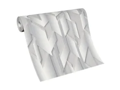 Bricoflor Moderne Tapete für Schlafzimmer in Grau Silber Geometrische Vliestapete mit 3D Metallic Effekt Vlies Mustertapete in Hellgrau* Tapetenmuster