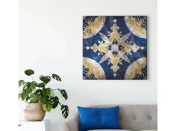 Bricoflor Mosaik Leinwand Bild Orientalisches Wandbild In Dunkelblau Und Gelb Boho Leinwand Bild In Fliesenoptik Ideal Für Küche Und Schlafzimmer* Wanddekoration