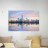 Bricoflor New York Leinwand Bild In Rosa Und Hellblau Romantisches Leinwandbild Mit Sonnenuntergang Ideal Für Schlafzimmer Skyline Wandbild Auf Canvas* Wanddekoration
