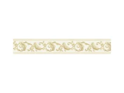 Bricoflor Ornament Bordüre Selbstklebend Tapetenbordüre in Weiß und Gold für Schlafzimmer und Badezimmer Vlies Tapetenborte im Barock Stil