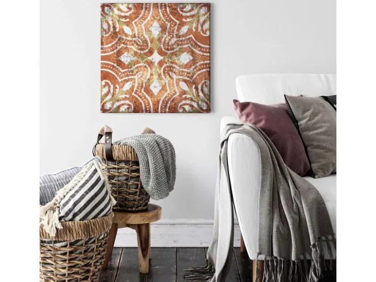 Bricoflor Ornament Leinwand Bild Vintage Wandbild Im Orientalischen Stil Für Wohnzimmer Terracotta Leinwandbild In Marokkanischer Mosaik Optik* Mosaik