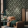 Bricoflor Palmen Tapete Schwarz Weiß Grün Moderne Mustertapete mit Blättern Vliestapete Skandinavisch für Wohnzimmer* Tapetenmuster