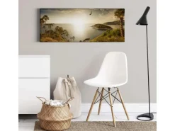 Bricoflor Panorama Bild Mit Insel Motiv Dschungel Leinwand Bild Mit Meer Motiv Ideal Für Wohnzimmer Grünes Wandbild Mit Palmen Und Adler* Wanddekoration