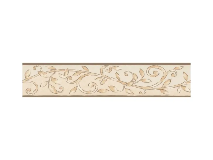 Bricoflor Papier Tapetenbordüre für Küche Mediterrane Bordüre mit Ornament Vinyl Wandbordüre im Landhausstil in Beige und Gold