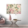 Bricoflor Pastell Leinwandbild Mit Frühlingsblumen Canvas Wandbild Mit Vögeln Und Rosen Schlafzimmer Bild Auf Keilrahmen In Rosa Und Grün* Wanddekoration