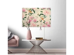 Bricoflor Pastell Leinwandbild Mit Frühlingsblumen Canvas Wandbild Mit Vögeln Und Rosen Schlafzimmer Bild Auf Keilrahmen In Rosa Und Grün* Wanddekoration